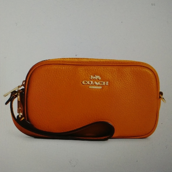 NWT Coach Orange Leather Wristlet - Picture 7 of 7